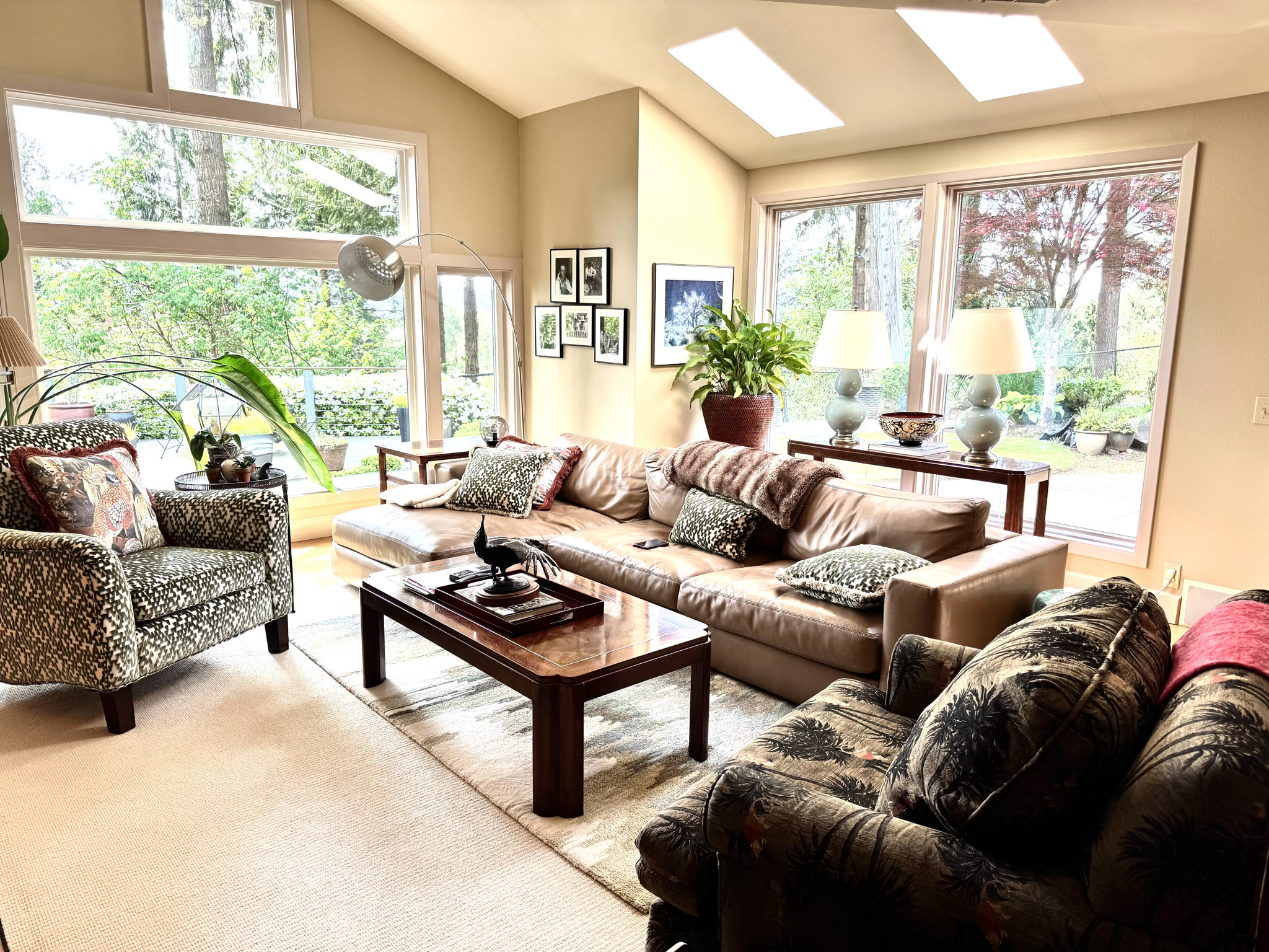 Family room with skylights
